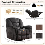 ANJ Rocking Recliner Chair Oversized Swivel Rocker Recliners, Comfy Glider Rocking Chairs for Big Man, Extra Wide Recliners Overstuffed Reclining Chair for Living Room, Grey