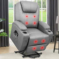 Flamaker Power Lift Recliner Chair Electric Lift Recliner for Elderly Power Lift Recliner Chair with Cup Holders Side Pockets for Living Room (Leathaire, Brown)