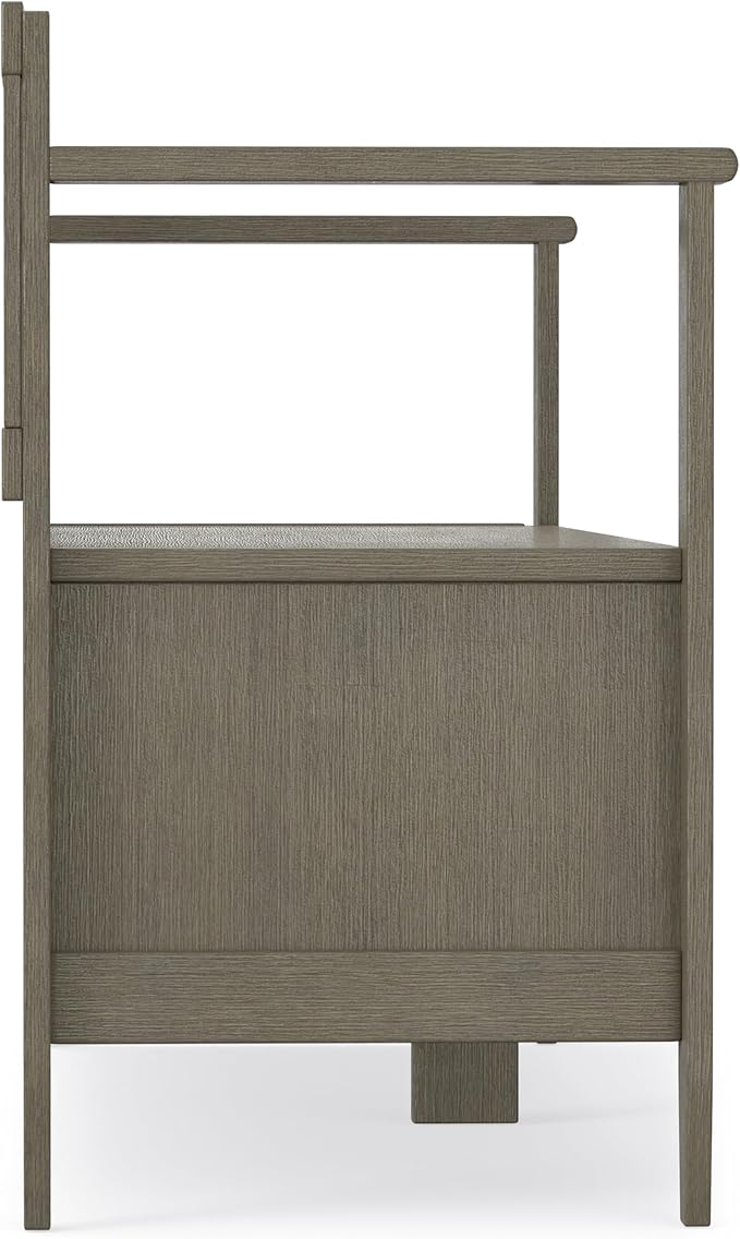 SIMPLIHOME Brooklyn Entryway Storage Bench - 48 inch Wide Solid Wood Storage Seat in Farmhouse Grey, Contemporary Bench for Entryway or Living Room with Lift-Up Lid and Slatted Backrest