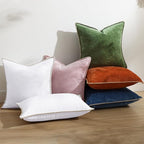 decorUhome Chenille Soft Throw Pillow Covers 12x20 Set of 2, Lumbar Velvet Farmhouse Neutral Decorative Euro Pillow Covers with Stitched Edge for Couch Sofa Bed Home Decor, White