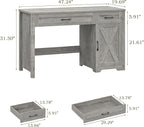 Vabches Farmhouse 51" Executive Desk,Computer Desk with Drawers and Storage Cabinet, Home Office Desk for Work and Study.Grey