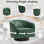 Lumibee Swivel Accent Chairs Set of 2, Faux Leather Swivel Barrel Chairs for Living Room, Modern Comfy Upholstered Round Armchairs Single Sofa Chairs for Bedroom, Club-Green