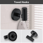 Matte Black Towel Bar Set 5 Pieces Bathroom Hardware Accessories Set Round Towel Holder Set for Bathroom Upgraded Toilet Paper Holder Stainless Steel Wall Mounted Towel Rack Set,23.6 Inch