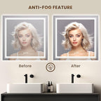 WTTY RGB LED Bathroom Mirror 36"x36" with Backlit and 3 Front Light,Stepless Dimmable LED Mirror for Bathroom,Lighted Bathroom Vanity Mirror for Wall,Anti-Fog,Memory Function,Shatter-Proof
