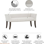 Madison Park Accent Bench for Living Room, Upholstered with Nailhead Trim, & Padded Seat Entryway Bench Small, End of Bed Bench with Back, 49.5" W x 19.25" D x 23" H, White Cream