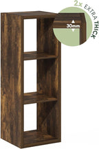Furinno Cubicle Book Shelf, 3-Cube Thick Frame Bookshelf, Horizontally & Vertically Reversible Bookcase with Open Back, 14.6 x 15.9 x 44, for Living Room, Bedroom, Home Office, Amber Pine