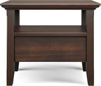 SIMPLIHOME Acadian 19-inch Wide Solid Wood End Table with Drawer and Open Shelf in Brunette Brown for Living Room, Bedroom, or Entryway