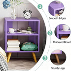 Night Stand, Purple Kids Nightstand, Modern End Table with Open Storage, 2-Tier Nursery Bedside Table for Small Space, Living Room, Bedroom
