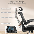 Heavy Duty Office Chair - 400lbs Home Office Desk Chairs with Soft 3D Modeling Wide Foam Cushion, Ergonomic Desk Computer Chair with Adjustable Headrest and Flip-Up Arms for Study, Bedroom