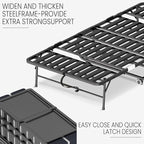 Folding Bed with Mattress for Adults, 75" x 31" Foldable Bed with Headboard and Side Pocket, Twin Size Metal Bed Frame with Wheels, Portable Rollaway Bed for Guest, Travel