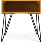SIMPLIHOME Hunter Industrial 22 inch Wide Metal End Table in Oak Veneer for The Living Room and Bedroom