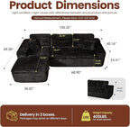 106" Oversized Couch Sofa, L Shape Couches for Living Room, No Assembly Required Plush Velvet Sectional Sofas with Left Facing Chaise for Home Apartment