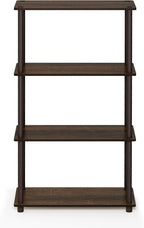 Furinno Turn-N-Tube 4-Tier Multipurpose Shelf Display Rack, Round Tubes, Walnut/Brown