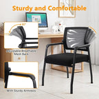8PK Office Guest Chairs No Wheels | Ergonomic Lumbar Support and Thicked Seats Cushion, Desk Chair with Adjustable Mesh Back for Waiting Room School Church Reception，Black