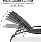 PURPLE LEAF Patio Chaise Lounge Chair Set of 2 Wicker Tanning Outdoor Pool Adjustable Recliner Chair for Outside Beach Poolside Sunbathing Lounger Dark Brown