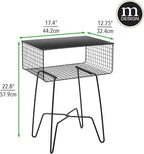 mDesign Steel Side Table Nightstand with Storage Shelf Basket for Bedroom, Living Room, Home Office; Rustic Bedside End Table, Industrial Modern Accent Furniture - Concerto Collection - Black