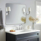 ANDY STAR Chrome Bathroom Mirrors for Over Sink, 24x24 Inch Polished Mirror for Wall, Square Metal Framed Vanity Mirror -Modern Clean Design with Superior Stainless Steel Frame