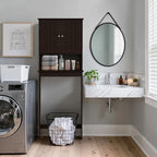 Over The Toilet Storage Cabinet, Behind Toilet Bathroom Organizer with Adjustable Shelves, Wooden Above Toilet Storage Shelf, Space Saver for Restroom, Bathroom, Laundry