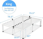 18 Inch King Size White Bed Frame, 3500Lbs Heavy Duty Metal Platform with Round Corner Legs Mattress Slide Stopper, Steel Slat Support No Box Spring Needed, Noise Free, Non-Slip, Easy Assembly
