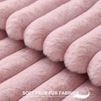 Pallene Faux Fur Plush Throw Pillow Covers 16x16 Set of 2, Luxury Soft Fluffy Striped Decorative Pillow Covers for Sofa, Couch, Living Room, Blush Pink