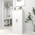 Kitchen Pantry Storage Cabinet w/LED, 50" Pantry Cabinets w/Doors and Adjustable Shelves, Freestanding Pantry Cupboard for Kitchen, Dinning Room, Living Room, Small Place, White