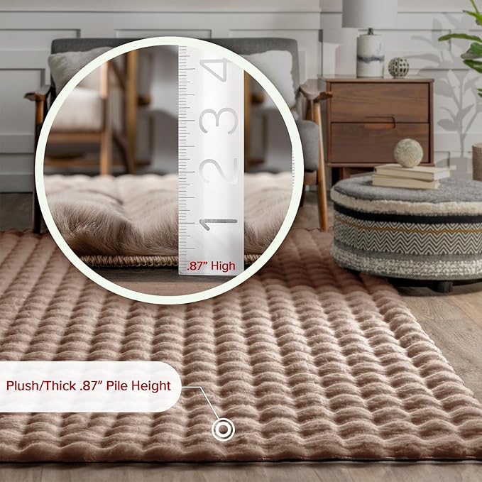 nuLOOM 5' x 8' Cozy Plush Area Rug, Machine Washable, Non-Slip, Soft Fluffy Shag Carpet for Living Room Bedroom Kids Room Nursery Home Decor, Jeni Taupe