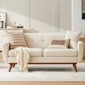 Tbfit Loveseat Sofa, Mid-Century Love Seat Couches, Boucle Small Sofa for Living Room, Bedroom, Office, Button Tufted Upholstered Furniture, Beige