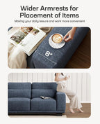 Marsail Modern 65 Inch Linen Fabric Sofa, 2-Seater Couch with Wide Armrests, Deep Cushions & Removable Washable Covers, Comfortable Living Room Furniture, Blue