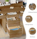 Two Person Desk with 5 Drawers, Double Desk with Storage for 2 People, 78 Inch Extra Long Computer Desk Workstation with File Drawer for Home Office, Brown