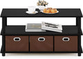 FURINNO Turn-N-Tube Coffee Table, 31.22D x 15.5W x 15.8H in, Black Oak/Black/Brown