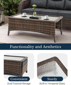 HILLGA Luxury Patio Furniture Set with 6-inch Thick Cushion, Outdoor Couch and High Back Swivel Rocker Patio Chairs, 8PCS Wicker Conversation Set for Deck Yard and Poolside, Dark Grey (V2)