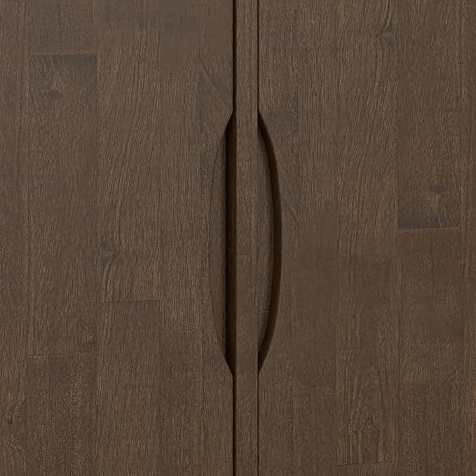 SIMPLIHOME Harper Buffet - 38 inch Wide Solid Hardwood 2-Door Sideboard Buffet in Walnut Brown, Mid-Century Modern Cabinet for Dining Room or Kitchen with Adjustable Shelves and Tapered Legs