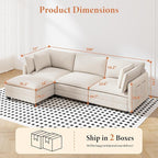 Vesgantti 109" L Shaped Cloud Sectional Couch, Comfy Corduroy Upholstered Modular Couches for Living Room, Modern 3 Seater Sectional Sofa with Ottoman Deep Seat, Beige