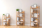 GOGOGO Expandable Bamboo Bookshelf - No Assembly & Modular, Bamboo 3-Tier Shelf & Ladder Shelf, Eco-Friendly Small Bookcase for Home Office- Useful Home & Housewarming Gift(Natural, 11.8" H(3 Tier))