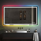 Awoco LED Bathroom Mirror, 55" x 36 Vanity Mirror with 8 Colors RGB Backlit and 3 Colors Front Light, Dimmable Anti-Fog Lighted Mirror, Memory Function, for Bathroom Wall