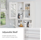 Meilocar Over The Toilet Storage Cabinet, Bathroom Storage Cabinet Over Toilet, Space Saver W/Adjustable Shelf & Open Shelf, White