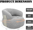 Swivel Barrel Accent Chairs-Modern Round Club Arm Chair Upholstered Living Room Armchair, Single Sofa Seating Bedroom Side Reading Seat for Living Roon Office (Gray,1 Pack)
