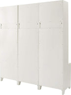 Crosley Furniture Fremont 3-Piece Hall Tree Entryway Set with Storage Cabinets and Coat Rack Hooks, Distressed White