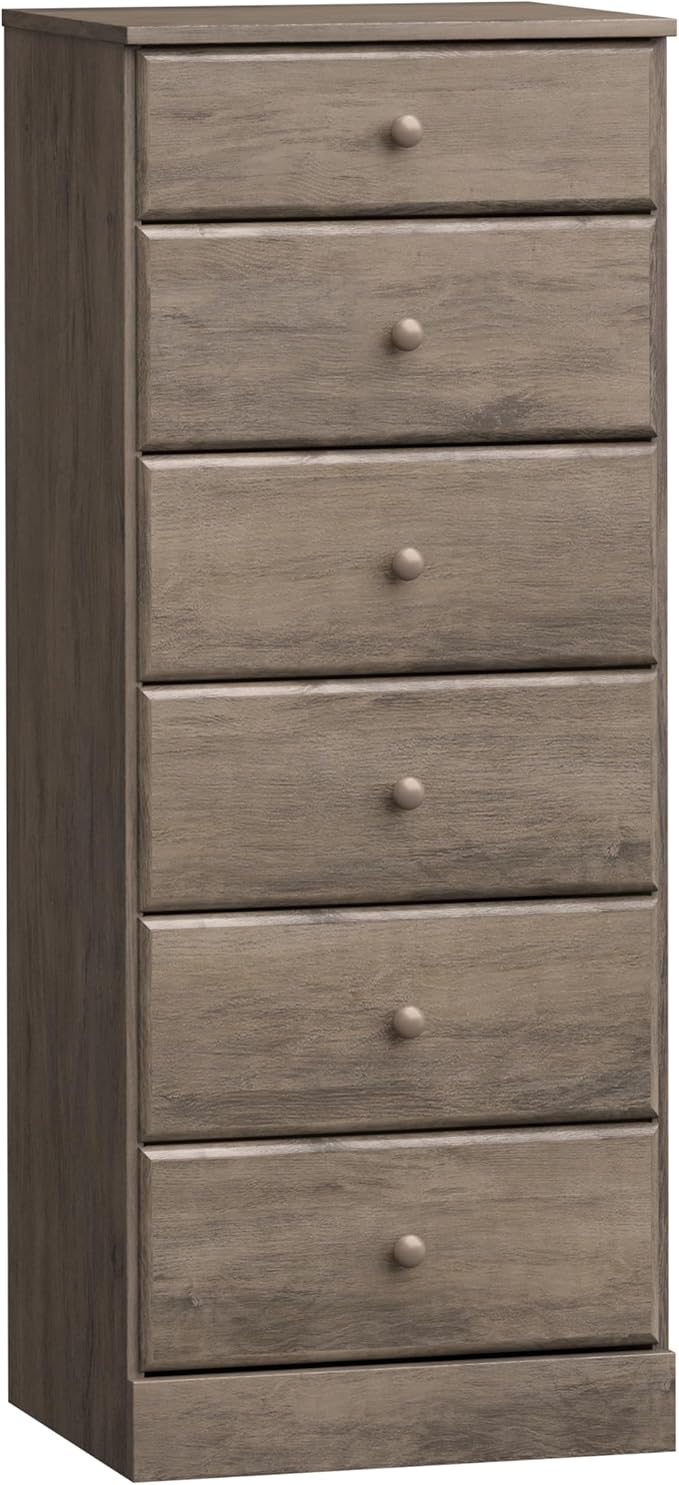 Prepac Astrid Tall Gray Dresser: 16.5"D x 19.75"W x 50"H, 6-Drawer Chest for Bedroom by Prepac - Perfect Chest of Drawers for Ample Storage, Drifted Gray