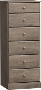 Prepac Astrid Tall Gray Dresser: 16.5"D x 19.75"W x 50"H, 6-Drawer Chest for Bedroom by Prepac - Perfect Chest of Drawers for Ample Storage, Drifted Gray