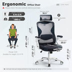 SEATZONE Ergonomic Office Chair,High Back Mesh Office Chair with Adjustable Headrest and Lumbar Support,Swivel Work Task Chair with Wheels,Black