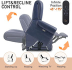 EONIX Four Motor Lay Flat Power Lift Recliner Chair for Elderly, 400lbs Electirc Lift Chair for Living Room, Independent Adjustable Lumbar Support & Headrest, Extended Footrest, Navy Blue