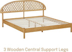 NTC Gem Wooden Bed Frame with Headboard, Solid Oak Foundation with Silent Slats and Wood Central Supports, 1000 Lb Capacity, Effortless Assembly, King - Rustic Oak