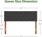 King Upholstered Headboard Only for Bed Frame from 65”-78”, Adjustable Height King XL Headboards with Durable Wood Legs, Fabric Bed Board in Modern Button Design, Dark Grey