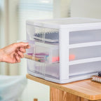 Sterilite 4-Pack 3 Drawer Unit, Plastic Desktop Organizer with Clear Drawers, White Frame - Stackable Multi-Purpose Storage for Office Supplies, Craft Rooms, Classrooms and Home Organization