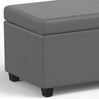 SIMPLIHOME Avalon 54 inch Wide Contemporary Rectangle Extra Large Storage Ottoman Bench in Stone Grey PU faux leather, Assembled, For the Living Room, Entryway and Family Room