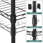 SONGMICS 5-Tier Bathroom Shelf, Storage Rack for Small Space, with 5 PP Shelf Liners, Removable Hook, Extendable Design, Ink Black and Rustic Brown ULGR023B02