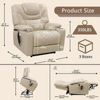 Power Lift Recliner for Seniors: 9988 High Density Foam Lift Chair with Heat and Massage, Reclining to 180, 2 Cup Holders, 2 Remote Controls, Dual OKIN Motors - Breathable Leather Beige