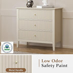 RoyalCraft Large 3 Drawer Dresser Set of 2, Fluted Wood Drawers for Bedroom, Modern Painted 30 inch Wide Nightstand for Bedroom, Entryway, Beige