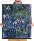 Wieco Art Framed Canvas Prints Wall Art Irises by Claude Monet Oil Paintings Reproduction Landscape Pictures Artwork on Canvas Wall Art for Living Room Decorations and Wall Decor